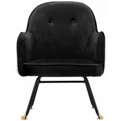 HAPPYSHOPPING Chaise à Bascule Noir Velours -Assise pour enfant Soldes 56661407 4