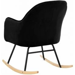 HAPPYSHOPPING Chaise à Bascule Noir Velours -Assise pour enfant Soldes 56661407 5