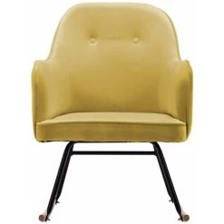 HAPPYSHOPPING Chaise à Bascule Jaune Moutarde Velours -Assise pour enfant Soldes 56661412 4