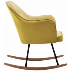 HAPPYSHOPPING Chaise à Bascule Jaune Moutarde Velours -Assise pour enfant Soldes 56661412 5