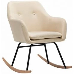 HAPPYSHOPPING Chaise à Bascule Crème Tissu -Assise pour enfant Soldes 56661425 3