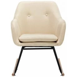 HAPPYSHOPPING Chaise à Bascule Crème Tissu -Assise pour enfant Soldes 56661425 4
