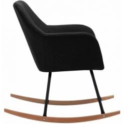 HAPPYSHOPPING Chaise à Bascule Noir Tissu -Assise pour enfant Soldes 56661442 5