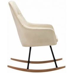 HAPPYSHOPPING Chaise à Bascule Crème Tissu -Assise pour enfant Soldes 56661469 5