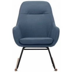 HAPPYSHOPPING Chaise à Bascule Bleu Tissu -Assise pour enfant Soldes 56661483 3