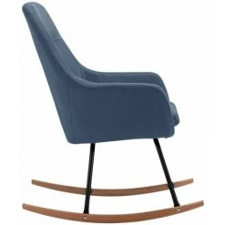 HAPPYSHOPPING Chaise à Bascule Bleu Tissu -Assise pour enfant Soldes 56661483 4