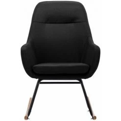 HAPPYSHOPPING Chaise à Bascule Noir Tissu -Assise pour enfant Soldes 56661488 4