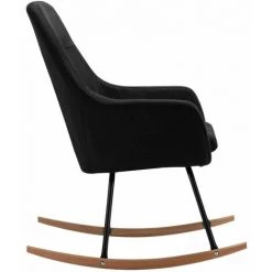 HAPPYSHOPPING Chaise à Bascule Noir Tissu -Assise pour enfant Soldes 56661488 5
