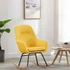 HAPPYSHOPPING Chaise à Bascule Jaune Moutarde Tissu -Assise pour enfant Soldes 56661493 1
