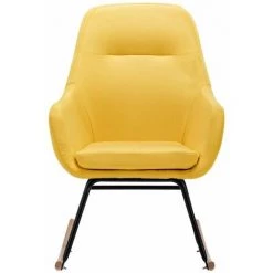 HAPPYSHOPPING Chaise à Bascule Jaune Moutarde Tissu -Assise pour enfant Soldes 56661493 4