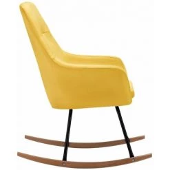 HAPPYSHOPPING Chaise à Bascule Jaune Moutarde Tissu -Assise pour enfant Soldes 56661493 5