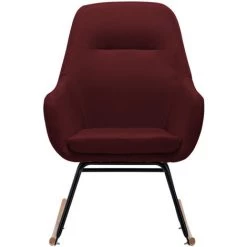 HAPPYSHOPPING Chaise à Bascule Rouge Bordeaux Tissu -Assise pour enfant Soldes 56661498 4