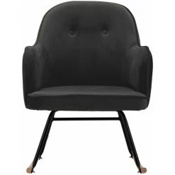 HAPPYSHOPPING Chaise à Bascule Gris Foncé Velours -Assise pour enfant Soldes 56661505 4