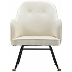 HAPPYSHOPPING Chaise à Bascule Blanc Crème Velours -Assise pour enfant Soldes 56661513 4