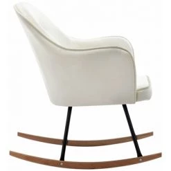 HAPPYSHOPPING Chaise à Bascule Blanc Crème Velours -Assise pour enfant Soldes 56661513 5