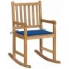 HAPPYSHOPPING Chaise à Bascule Avec Coussin Bleu Royal Bois De Teck Solide -Assise pour enfant Soldes 56662818 1