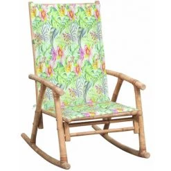 HAPPYSHOPPING Chaise à Bascule Avec Coussin Bambou