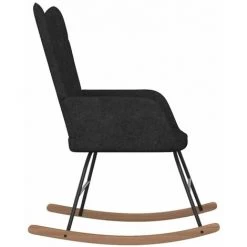HAPPYSHOPPING Chaise à Bascule Noir Tissu -Assise pour enfant Soldes 56684818 3