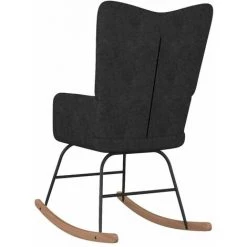 HAPPYSHOPPING Chaise à Bascule Noir Tissu -Assise pour enfant Soldes 56684818 4