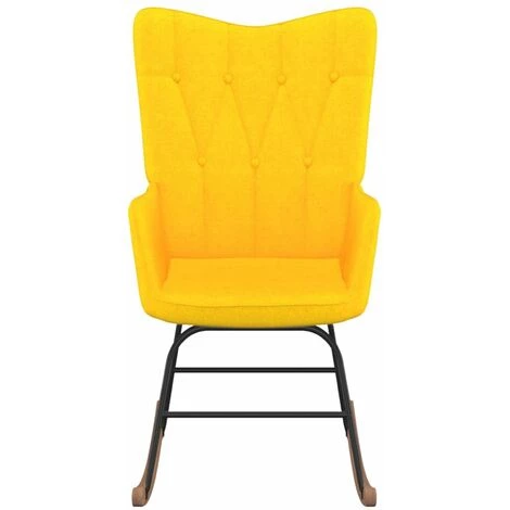 HAPPYSHOPPING Chaise à Bascule Jaune Moutarde Tissu 4 HAPPYSHOPPING Chaise à Bascule Jaune Moutarde Tissu – Image 2