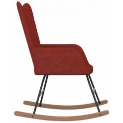 HAPPYSHOPPING Chaise à Bascule Rouge Bordeaux Tissu -Assise pour enfant Soldes 56684829 3