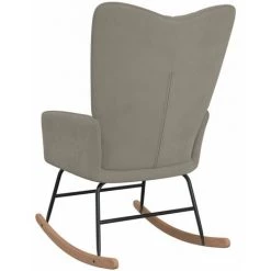 HAPPYSHOPPING Chaise à Bascule Gris Clair Velours -Assise pour enfant Soldes 56684847 4