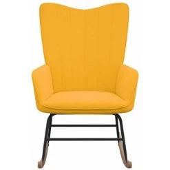 HAPPYSHOPPING Chaise à Bascule Jaune Moutarde Velours -Assise pour enfant Soldes 56684864 3