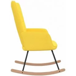 HAPPYSHOPPING Chaise à Bascule Jaune Moutarde Tissu -Assise pour enfant Soldes 56684883 4