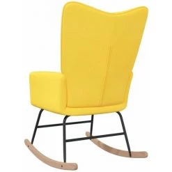 HAPPYSHOPPING Chaise à Bascule Jaune Moutarde Tissu -Assise pour enfant Soldes 56684883 5