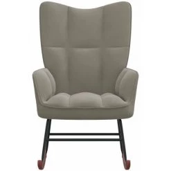 HAPPYSHOPPING Chaise à Bascule Gris Clair Velours -Assise pour enfant Soldes 56684888 3