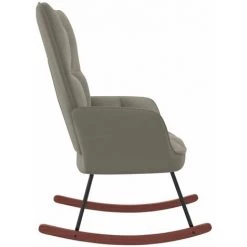 HAPPYSHOPPING Chaise à Bascule Gris Clair Velours -Assise pour enfant Soldes 56684888 4