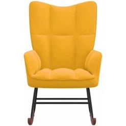 HAPPYSHOPPING Chaise à Bascule Jaune Moutarde Velours -Assise pour enfant Soldes 56684904 3