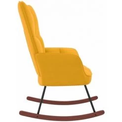 HAPPYSHOPPING Chaise à Bascule Jaune Moutarde Velours -Assise pour enfant Soldes 56684904 4