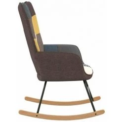 HAPPYSHOPPING Chaise à Bascule Patchwork Tissu -Assise pour enfant Soldes 56684908 3