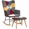 HAPPYSHOPPING Chaise à Bascule Avec Tabouret Patchwork Tissu -Assise pour enfant Soldes 56684914 1