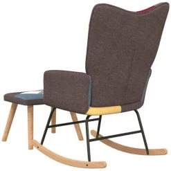 HAPPYSHOPPING Chaise à Bascule Avec Tabouret Patchwork Tissu -Assise pour enfant Soldes 56684914 4