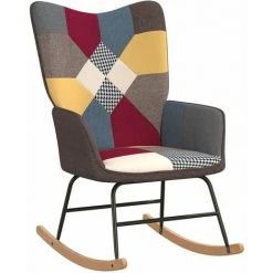 HAPPYSHOPPING Chaise à Bascule Avec Tabouret Patchwork Tissu -Assise pour enfant Soldes 56684914 5