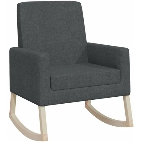 HAPPYSHOPPING Chaise à Bascule Gris Foncé Tissu 4 HAPPYSHOPPING Chaise à Bascule Gris Foncé Tissu – Image 2