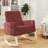 HAPPYSHOPPING Chaise à Bascule Rouge Bordeaux Tissu -Assise pour enfant Soldes 56684939 1