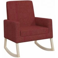 HAPPYSHOPPING Chaise à Bascule Rouge Bordeaux Tissu -Assise pour enfant Soldes 56684939 2