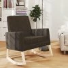 HAPPYSHOPPING Chaise à Bascule Marron Foncé Tissu -Assise pour enfant Soldes 56684955 1