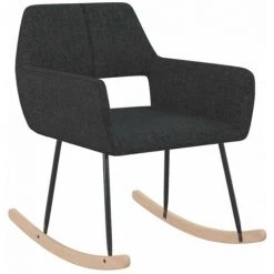 HAPPYSHOPPING Chaise à Bascule Noir Tissu