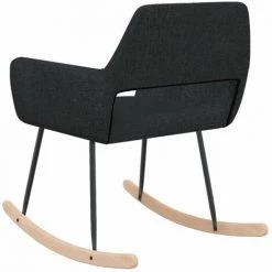HAPPYSHOPPING Chaise à Bascule Noir Tissu -Assise pour enfant Soldes 56684999 4