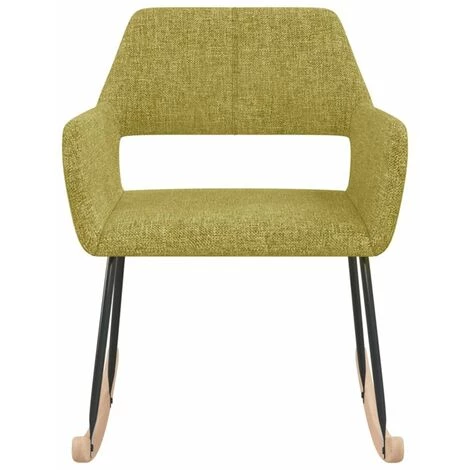 HAPPYSHOPPING Chaise à Bascule Vert Tissu 5 HAPPYSHOPPING Chaise à Bascule Vert Tissu – Image 3