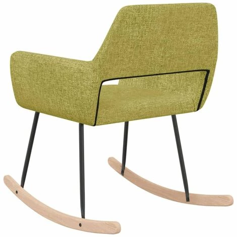 HAPPYSHOPPING Chaise à Bascule Vert Tissu 6 HAPPYSHOPPING Chaise à Bascule Vert Tissu – Image 4