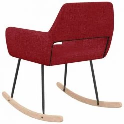 HAPPYSHOPPING Chaise à Bascule Rouge Bordeaux Tissu -Assise pour enfant Soldes 56685037 4