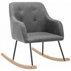 HAPPYSHOPPING Chaise à Bascule Gris Clair Tissu