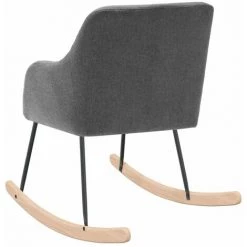 HAPPYSHOPPING Chaise à Bascule Gris Clair Tissu -Assise pour enfant Soldes 56685054 5