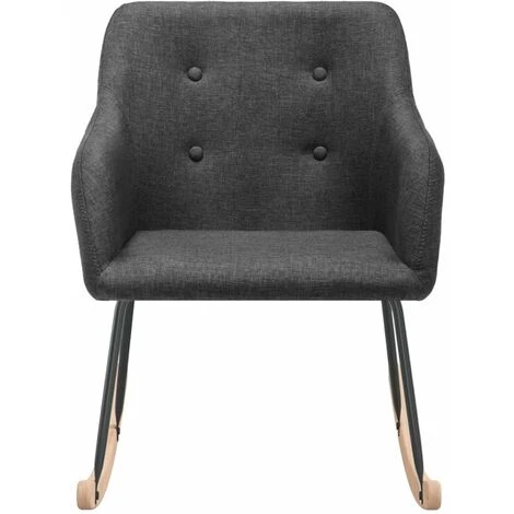 HAPPYSHOPPING Chaise à Bascule Gris Foncé Tissu 5 HAPPYSHOPPING Chaise à Bascule Gris Foncé Tissu – Image 3