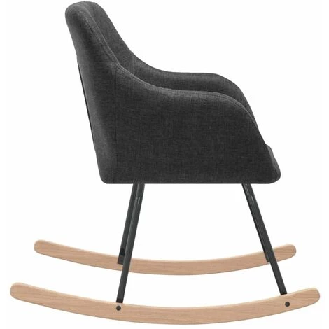 HAPPYSHOPPING Chaise à Bascule Gris Foncé Tissu 6 HAPPYSHOPPING Chaise à Bascule Gris Foncé Tissu – Image 4